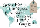 restyle reizen kaart met de tekst goede reis in meerdere talen